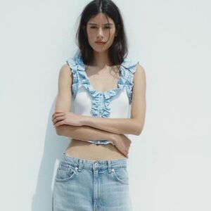 Zara gingham ribbed top